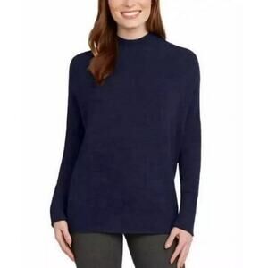 New MATTY M Gorgeous Navy Mock Neck Ribbed Tunic Sweater Top Size XL